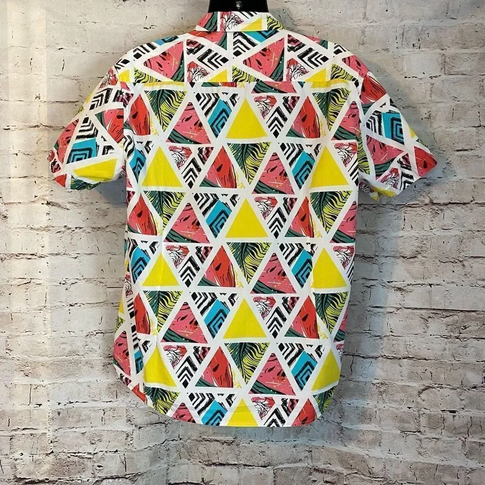 Massive Tropical Watermelon Set XL Button Down Elastic Short Triangle Print L - Picture 4 of 10